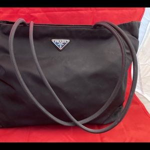 Prada Black Microfiber Tote Style Handbag